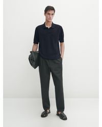 MASSIMO DUTTI - Cotton Blend Knit Polo Shirt - Lyst