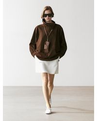 MASSIMO DUTTI - Suede Leather Oversize Blouse With High Neck - Lyst