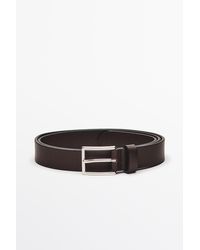 MASSIMO DUTTI - Nappa Leather Belt With Rectangular Buckle - Lyst