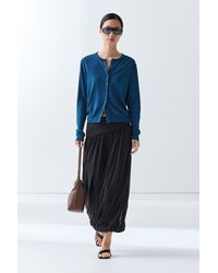 MASSIMO DUTTI - Fine-Knit Round Neck Cardigan - Lyst