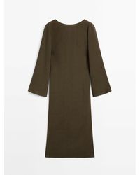 MASSIMO DUTTI - Midi-Jurk Van Linnenmix Met Detail Op De Rug - Lyst