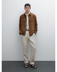 MASSIMO DUTTI - Pantaloni Tapered Fit 100% Lino - Lyst