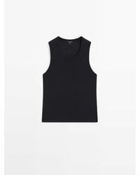 MASSIMO DUTTI - Sleeveless Halter Top With Ribbed Detail - Lyst