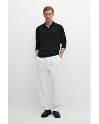MASSIMO DUTTI - 100% Merino Wool Knit Polo Sweater - Lyst