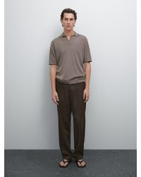 MASSIMO DUTTI - Knit Polo Shirt With Contrast Detail - Lyst