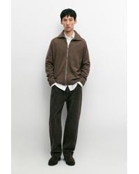 MASSIMO DUTTI - Wool Blend Zip-Up Knit Cardigan - Lyst