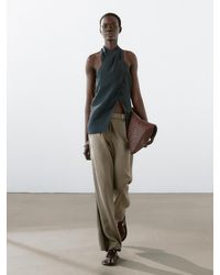 MASSIMO DUTTI - Pantalon 100 Lin Rayé Avec Boucle - Lyst