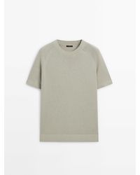 MASSIMO DUTTI - Short Sleeve Knit Sweater With Cotton - Lyst