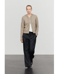 MASSIMO DUTTI - 100% Cashmere Hooded Zip-Up Cardigan - Lyst