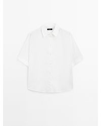 MASSIMO DUTTI - 100% Linnen Overhemd Met Korte Mouw - Lyst