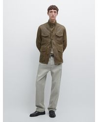 MASSIMO DUTTI - Distressed-Effect Goatskin Leather Jacket - Lyst