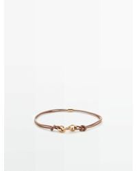 MASSIMO DUTTI Leather Cord Bracelet With Metal Ring - Natural
