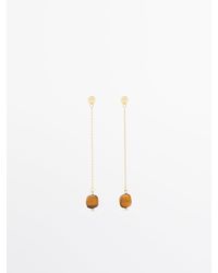 MASSIMO DUTTI - Dangle Earrings With Tiger’S Eye Detail - Lyst
