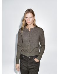 MASSIMO DUTTI - Cardigan Aus 100 Wolle Mit Goldfarbenen Knöpfen - Lyst