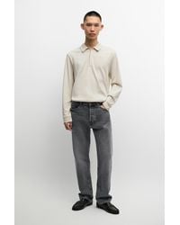MASSIMO DUTTI - Long Sleeve Polo Shirt With Zip Detail - Lyst