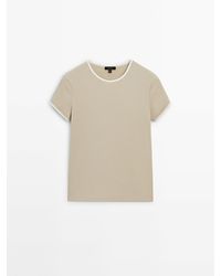 MASSIMO DUTTI - Short Sleeve Contrast T-Shirt - Lyst