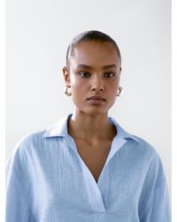 MASSIMO DUTTI - Linen Blend Blouse With Polo Collar - Lyst