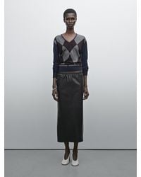 MASSIMO DUTTI - Pull À Losanges En Maille De Laine Et Soie Mélangées - Lyst