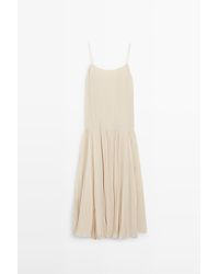MASSIMO DUTTI Creased-Effect Long Pleated Dress in White | Lyst