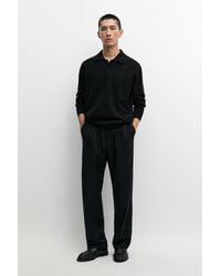 MASSIMO DUTTI - Wool Blend Knit Polo Sweater - Lyst
