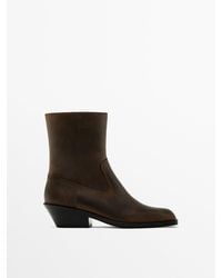 MASSIMO DUTTI - Heeled Square-Toe Ankle Boots - Lyst