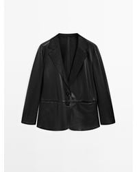 MASSIMO DUTTI - Soepelvallende Nappaleren Blazer - Lyst