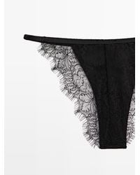 MASSIMO DUTTI - Silk Blend Briefs With Lace Detail - Lyst