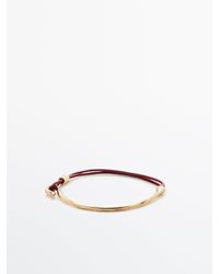 MASSIMO DUTTI Leather Cord Bracelet With Metal Piece - Multicolor