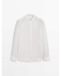 MASSIMO DUTTI - Regular-Fit Linen Shirt With A Stand Collar - Lyst
