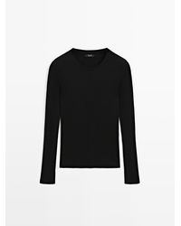 MASSIMO DUTTI - Geribde Trui Met Ronde Hals - Lyst