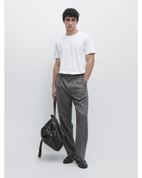 MASSIMO DUTTI - 100% Mercerised Cotton T-Shirt - Lyst