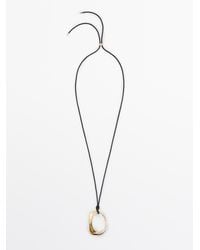 MASSIMO DUTTI - Leather Cord Necklace With Irregular Pendant - Lyst