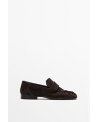 MASSIMO DUTTI - Shirred Split Suede Leather Loafer - Lyst