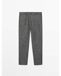 MASSIMO DUTTI - 100% Linnen Broek Met Toelopende Pijpen - Lyst