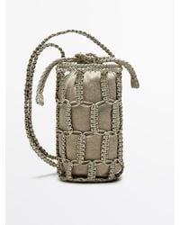 MASSIMO DUTTI - Nappa Leather Woven Mini Bucket Bag - Lyst