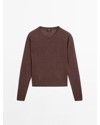 MASSIMO DUTTI - 100% Linnen Tricot Trui Met Ronde Hals - Lyst