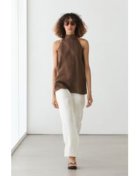 MASSIMO DUTTI - Flowing 100% Linen Halter Top - Lyst