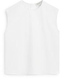 MASSIMO DUTTI - Top Van Katoenmix Popeline - Lyst