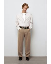 MASSIMO DUTTI - Barrel Fit Poplin Denim-Effect Pants - Lyst