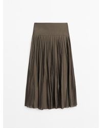 MASSIMO DUTTI - Soepelvallende Halflange Rok Met Plooien - Lyst