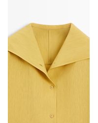 MASSIMO DUTTI - Flowing Linen-Blend Shirt With Wide Collar - Lyst