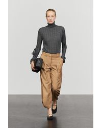 MASSIMO DUTTI - Wool Blend Pants With Pleated Details - Lyst