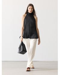 MASSIMO DUTTI - Satin Halter Top With Tie Detail - Lyst