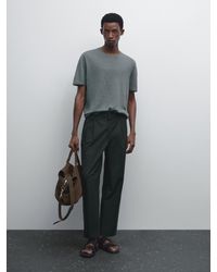 MASSIMO DUTTI - 100% Linen Short Sleeve Knit T-Shirt - Lyst