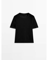 MASSIMO DUTTI - 100% Linen Short Sleeve T-Shirt - Lyst