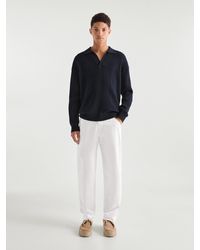 MASSIMO DUTTI - Ribbed Knit Sweater With Polo Collar - Lyst