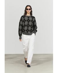 MASSIMO DUTTI - Cashmere-Blend Argyle Knit Sweater - Lyst