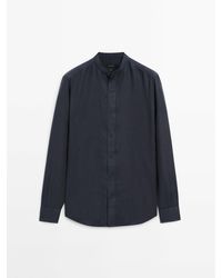 MASSIMO DUTTI - Regular-Fit Linen Shirt With A Stand Collar - Lyst