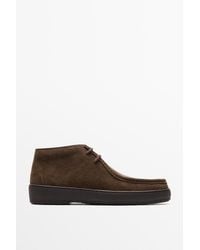 MASSIMO DUTTI - Split Suede Leather Moc Toe Ankle - Lyst