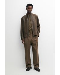 MASSIMO DUTTI - Nappa Leather Jacket With Neck Detail - Lyst